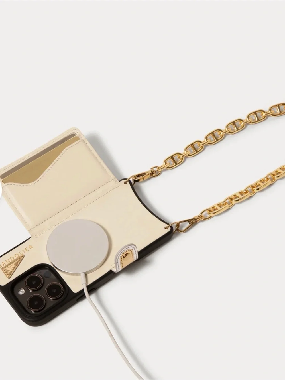 Bandolier Cream and Gold Chain Crossbody Phone Case